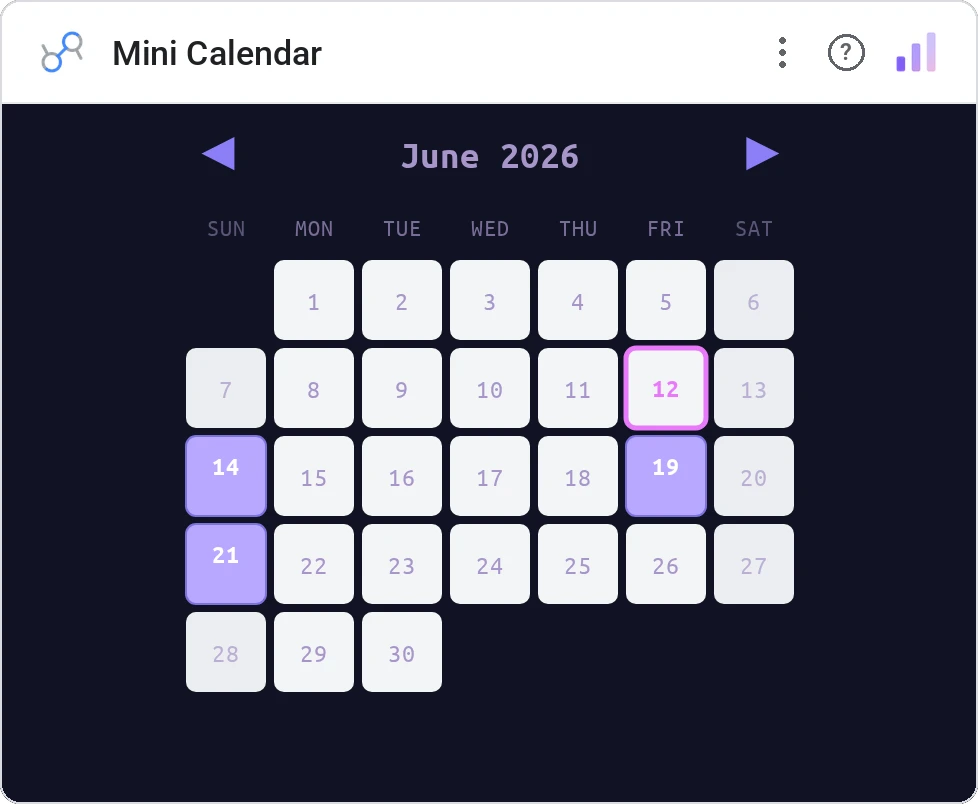 Mini Calendar (Data Studio screenshot)